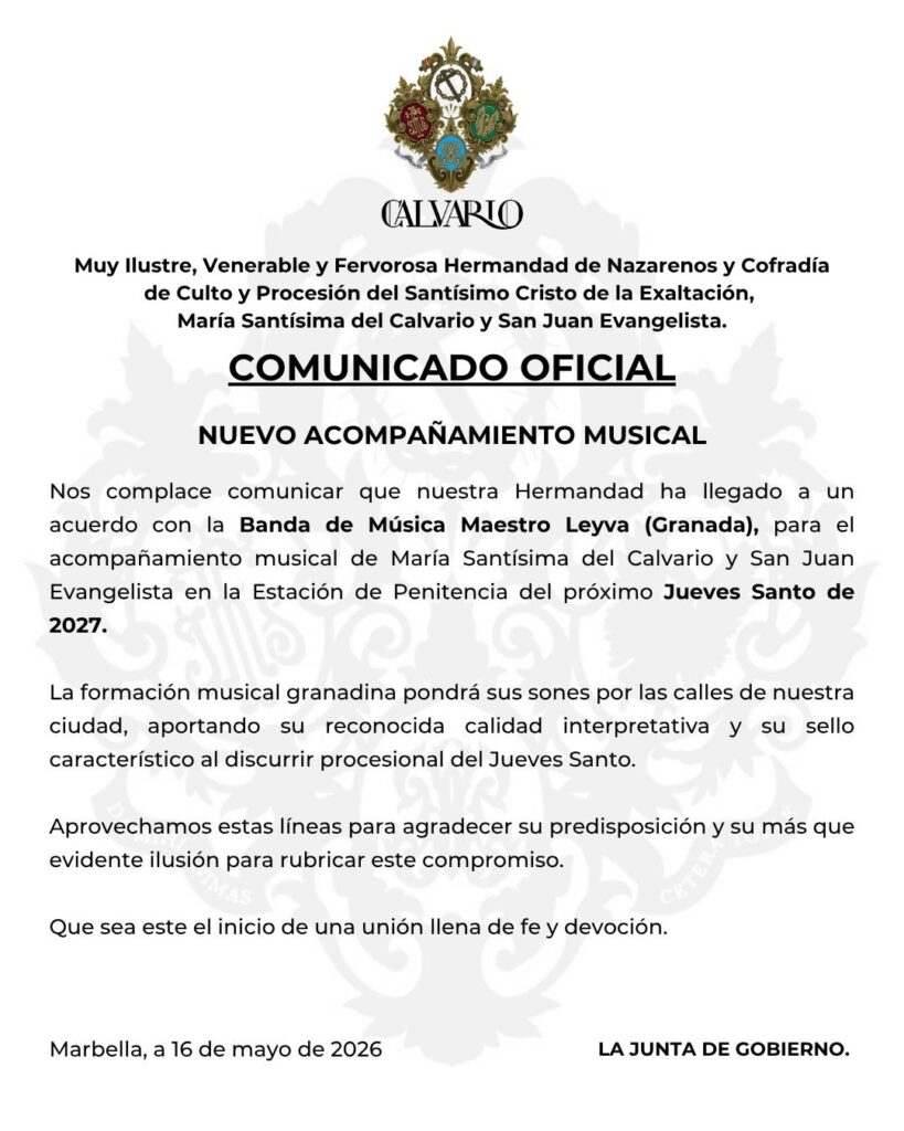 COMUNICADO OFICIAL BANDA CALVARIO